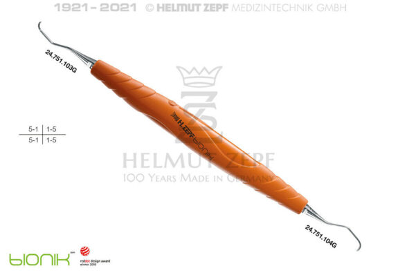 ZEPF-BIONIK, SPEZIAL KÜRETTE GRACEY 3-4, ORANGE EINSÄTZE AUSWECHSELBAR | 199800