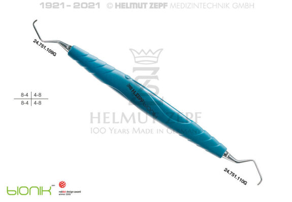 ZEPF-BIONIK SPEZIAL KÜRETTE, GRACEY 9-10, TÜRKIS-LICHTBLAU EINSÄTZE AUSWECHSELBAR | 199816