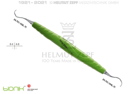 ZEPF-BIONIK, UNIVERSAL KÜRETTE, TITAN-EINSATZ, LANGER FIG.3/4, GELBGRÜN EINSÄTZE AUSWECHSELBAR | 199850