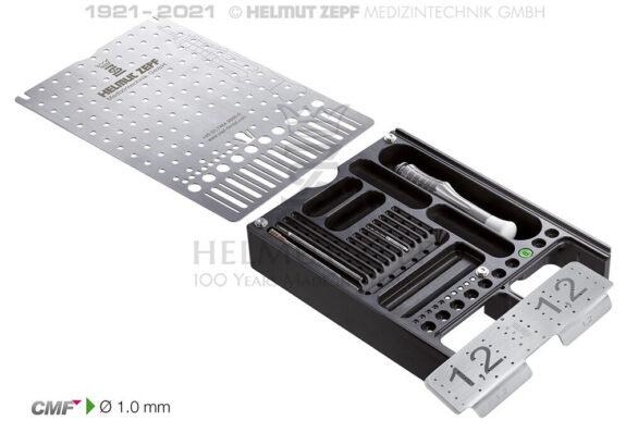 CMF SET BOX GROSS Ø 1,0MM STAHLSCHRAUBE MIT SCHRAUBENDREHER, KLINGE, KERNLOCH- BOHRER, PIN-APPLICATOR UND | 201062