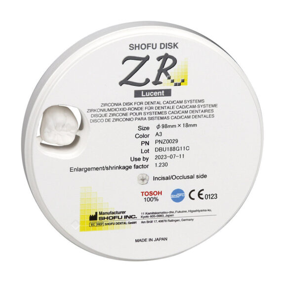 Shofu DISK ZR Lucent 18mm A3   St | 213893