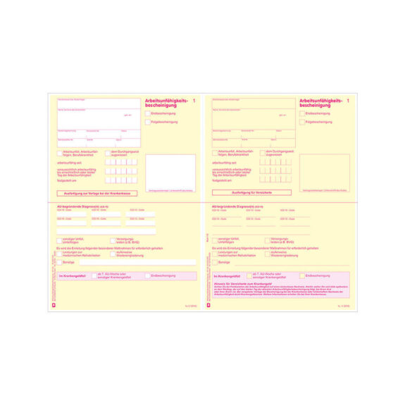 Bescheinigung AU gem. KZV+KV AU2016 50St | 276170